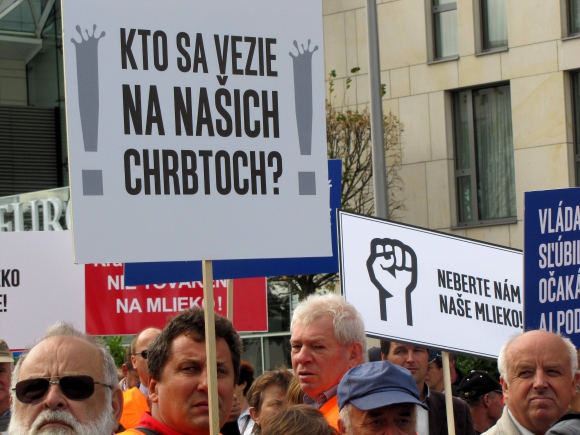 Protestné zhromaždenie slovenských chovateľov dojníc